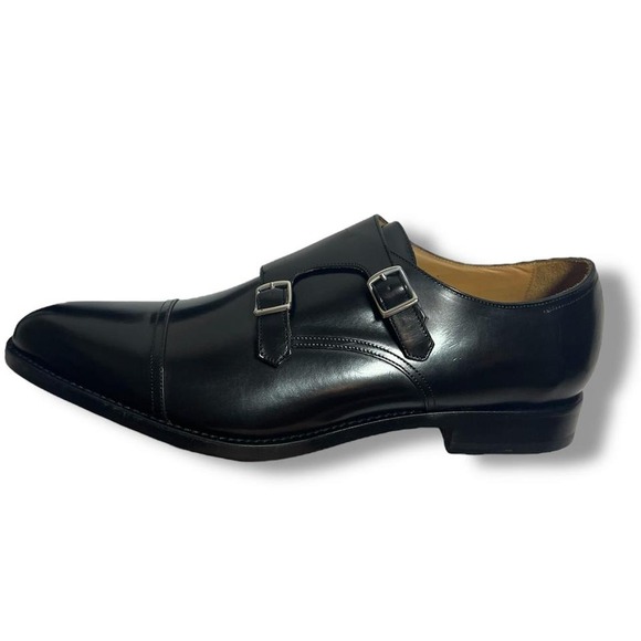 Men Suitsupply Black Double Monk Strap Leather Size EU46 UK12 US13 - Picture 2 of 8